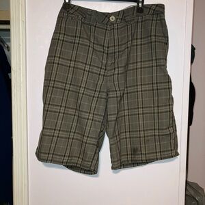 Hurley board shorts , size 34 , brown and black plaid